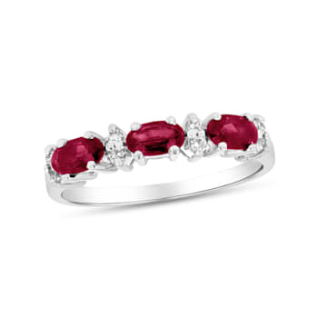 0.90ctw Ruby and Diamond Band Ring in 14k White Gold