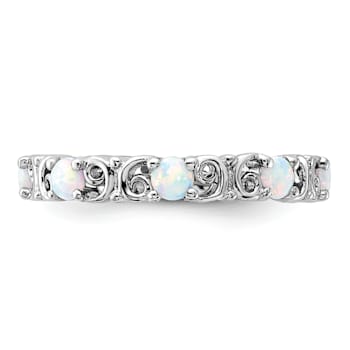Sterling Silver Stackable Expressions Lab Created Opal Ring 0.44ctw
