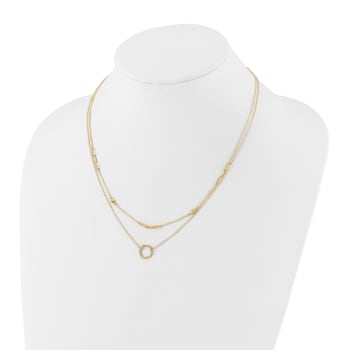 14K Yellow Gold Polished Double Layer Necklace