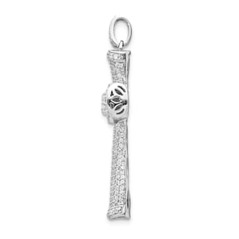 Rhodium Over 14K White Gold Diamond Cross Pendant