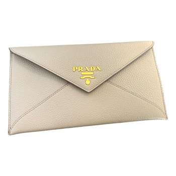 Prada Gray Vitello Grain Leather Long Envelope Wallet