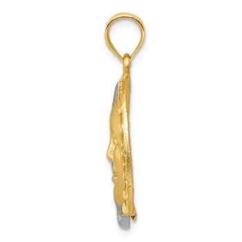 14k Two-tone Gold Diamond-Cut Brushed Sun and Moon Charm