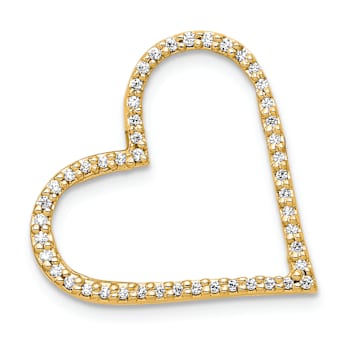 14k Yellow Gold Diamond Heart Chain Slide Pendant
