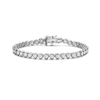 CZ Tennis Bracelet In White Rhodium Over Brass