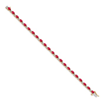 10k Yellow Gold and 10k White Gold Diamond and Ruby Bracelet