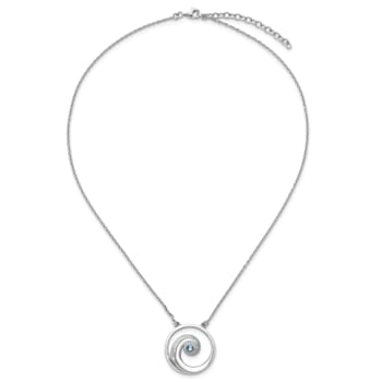 Rhodium Over Sterling Silver Crystal Wave 16 + 2 Inch Extension Necklace