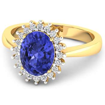 1.28ctw Violet Tanzanite and Diamond 14K Yellow Gold Halo Ring