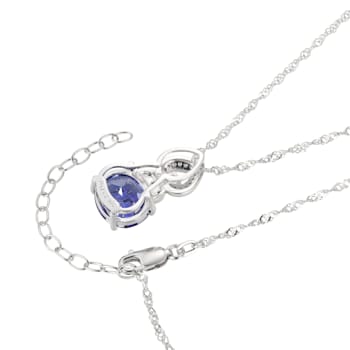 Blue And White Cubic Zirconia Platinum Over Sterling Silver Pendant With
Chain 6.65ctw