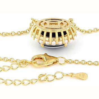 Australian Opal Triplet And Cultured Seed Pearl Station Necklace In 18K
Gold Over Sterling Silver