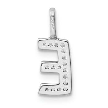 14K White Gold Diamond Letter E Initial Pendant