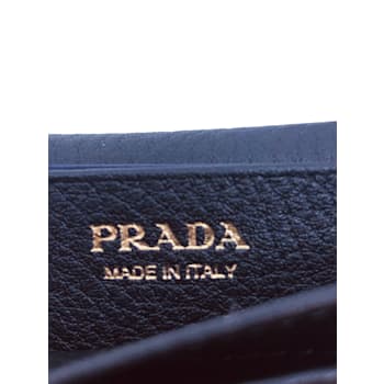 Prada Black Vitello Grain Soft Calf Leather Credit Card Case Wallet