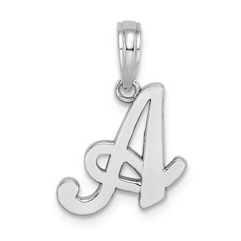 Rhodium Over 14k White Gold Polished Script Letter A Initial Pendant