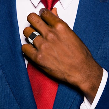 Rhodium Over 10K White Gold AA Diamond men's ring