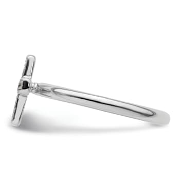 Rhodium Over Sterling Silver Stackable Expressions Marcasite Cross Ring