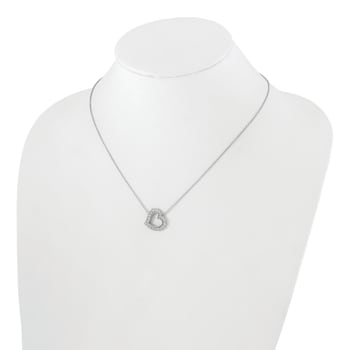 Rhodium Over 14K White Gold Lab Grown Diamond VS/SI GH, Heart Pendant Necklace