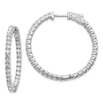 Rhodium Over 14K White Gold Oro Spotlight Lab Grown Diamond SI+, H+,
Hoop with Safety Clasp Earrings