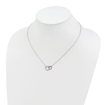 14K Two-Tone Lab Grown Diamond VS/SI GH, Hearts Pendant Necklace