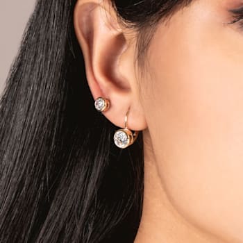 White Cubic Zirconia 14k Yellow Gold Earrings With Velvet Gift Box 2.00ctw