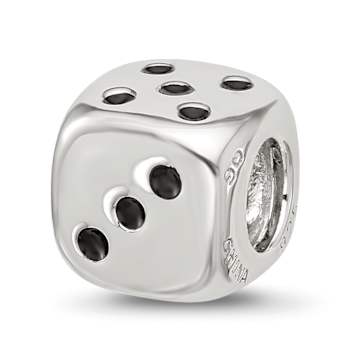 Sterling Silver Enamel 6 Sided Dice Bead