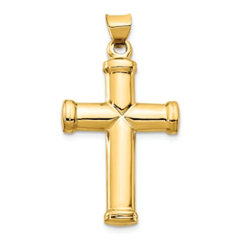 14k Yellow Gold 3D Polished Stamping Cross Pendant