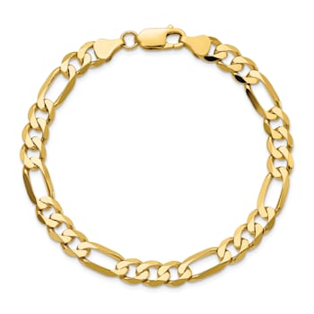 14K Yellow Gold 7mm Flat Figaro Chain Bracelet