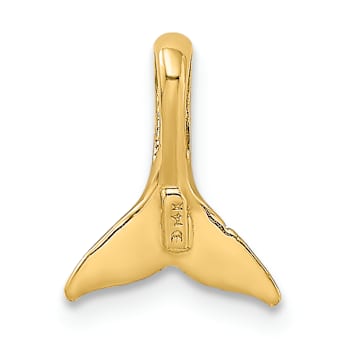 14k Yellow Gold Mini Whale Tail Chain Slide Pendant