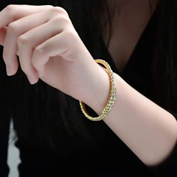 CZ Bypass Tennis Bracelet In 14K Gold Over Brass