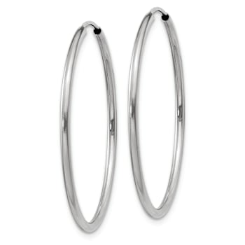 Rhodium Over 14k White Gold Polished 1 3/16" Endless Hoop Earrings