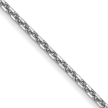 Rhodium Over 14k White Gold 0.95mm Solid Diamond-Cut Cable 26 Inch Chain