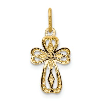 14k Yellow Gold Diamond-Cut and Polished Small Cross Pendant