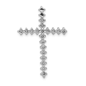 Rhodium Over 14k White Gold Diamond Cross Chain Slide