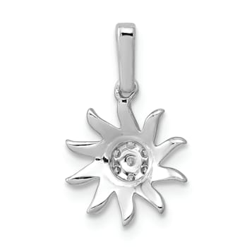 Rhodium Over 14k White Gold Diamond Fancy Sun Pendant