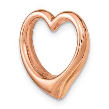14k Rose Gold 3D Polished Heart Chain Slide Pendant