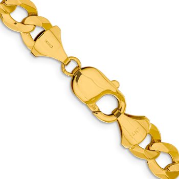 14k Yellow Gold 9.4mm Flat Cuban 20 Inch Chain