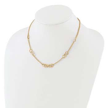 14K Yellow Gold Polished 2-Strand Linked Circle Necklace