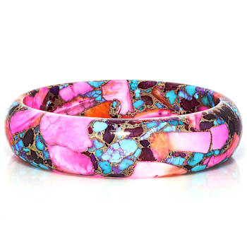 Turquoise And PInk SpIny Oyster Bangle Bracelet