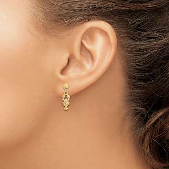 14K Yellow Gold Textured Lobster Dangle Earrings