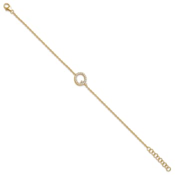 14k Yellow Gold Diamond Sideways Letter Q Bracelet