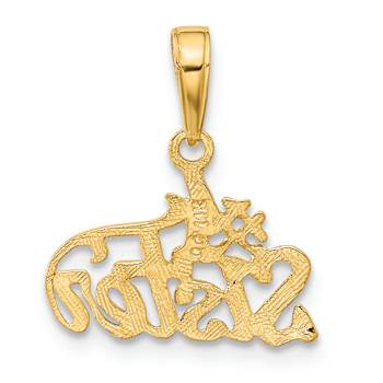 14k Yellow Gold Textured #1 Sister Pendant