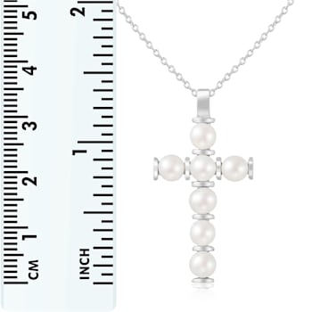 4-5mm White Cultured Freshwater Pearl Sterling Silver Pendant W/Chain