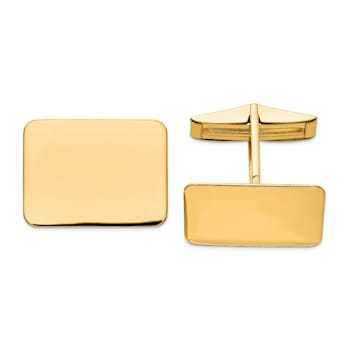 14K Yellow Gold Men's Rectangular Cuff Links