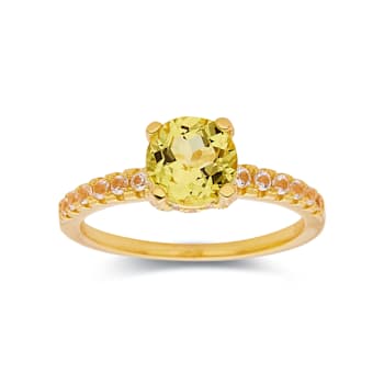 Round Lab Created Yellow Sapphire with White Topaz Accents 18K Yellow
Gold Over Sterling Silver Ring