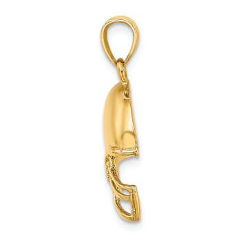 14k Yellow Gold Textured Football Helmet Charm