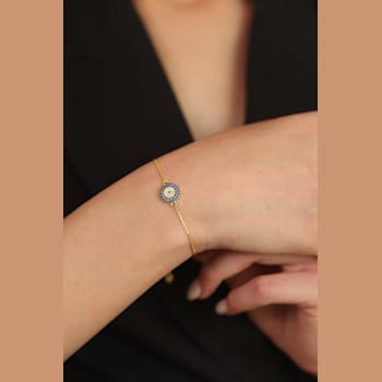 Lab Created Sapphire with Moissanite Evil Eye 14K Yellow Gold Over
Sterling Silver Bracelet