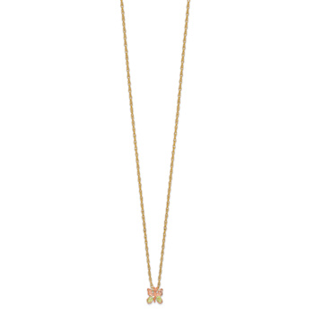 10k Yellow Gold With 12k Rose Gold and 12k Green Gold Accent Butterfly
Pendant With 18 Inch Chain