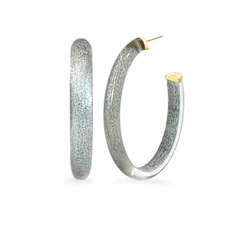 14K Yellow Gold Over Sterling Silver Acrylic and Hand Painted Enamel XL
Oval Illusion Hoops in Pixi