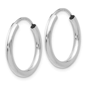 Rhodium Over 14k White Gold 11/16" Polished Endless Hoop Earrings