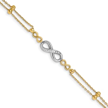 14k Two-tone Gold Polished and Diamond-Cut Multi-Strand Infinity Bracelet
