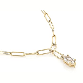 Lab-Created White Sapphire Marquise Paperclip Necklace In 18K Gold Over
Sterling Silver 0.98ct
