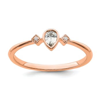 14K Rose Gold Petite Pear Diamond Ring 0.13ctw